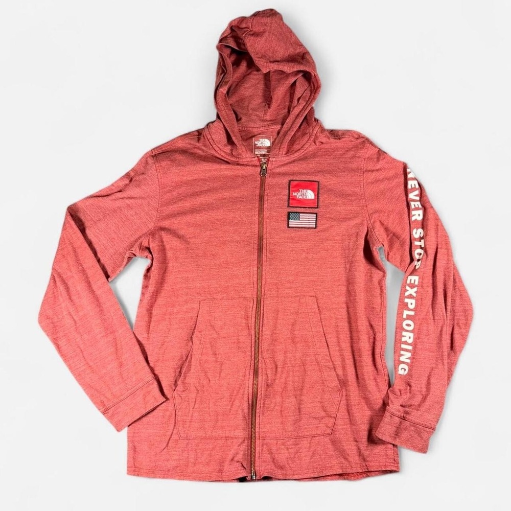 The North Face Red Americana Zip Up Lightweight Hooded Jacket Size L